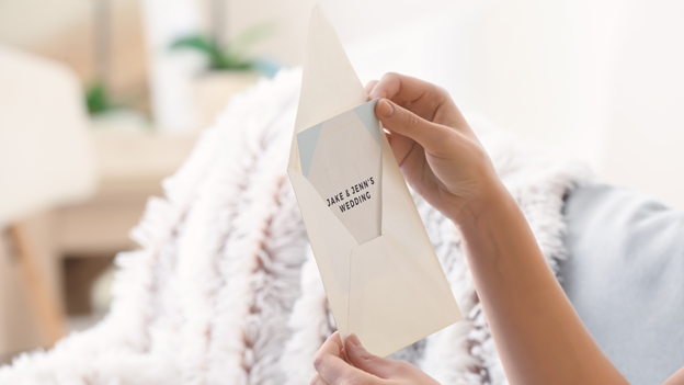 Person opening a save the date