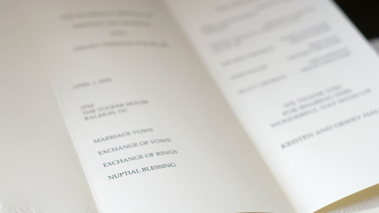 a list of events in a wedding program