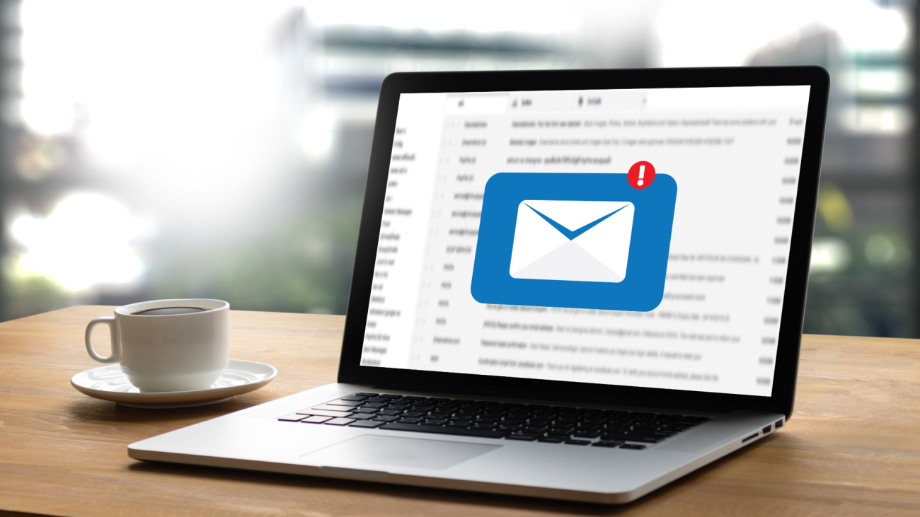 a new email notification on a laptop computer screen