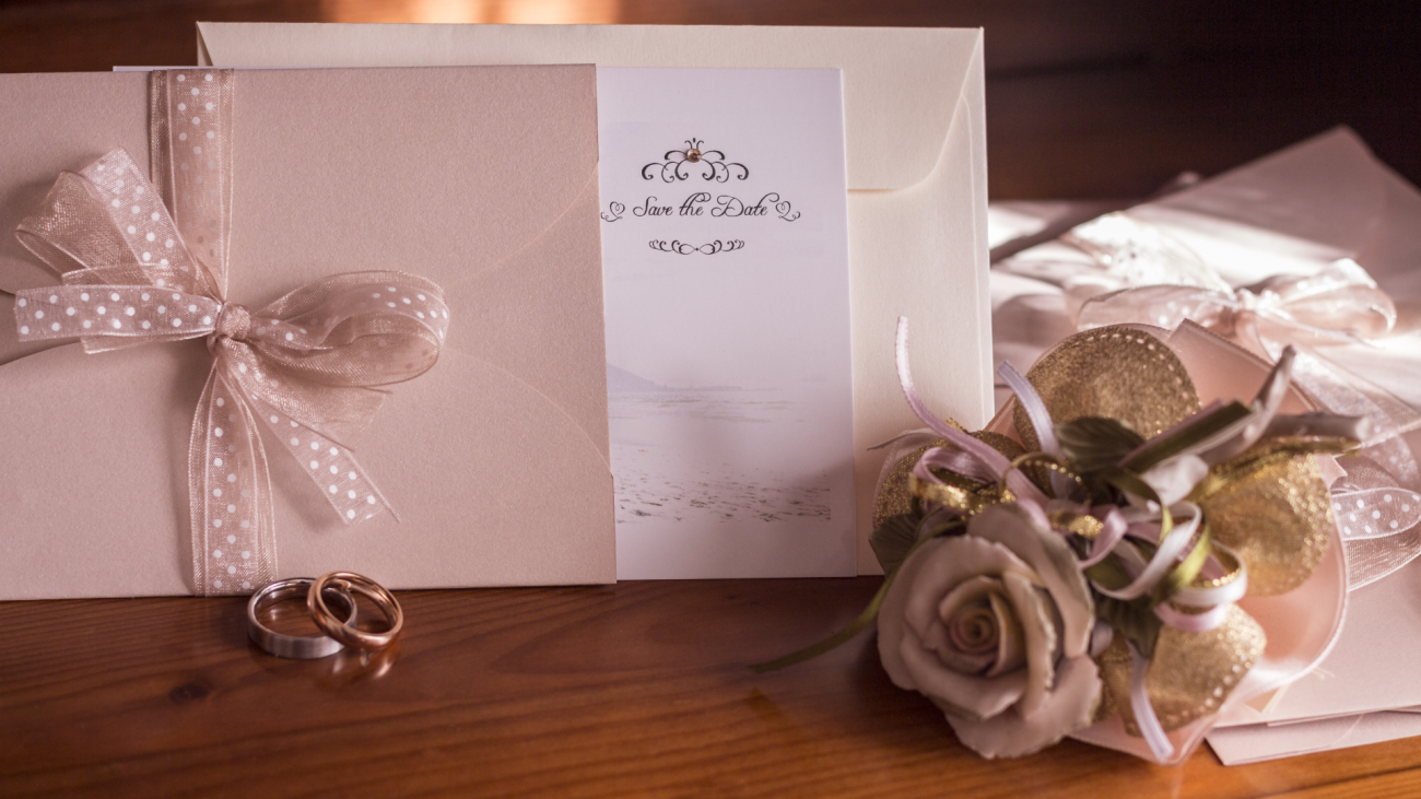 save the date wedding invitations with flowers and bows