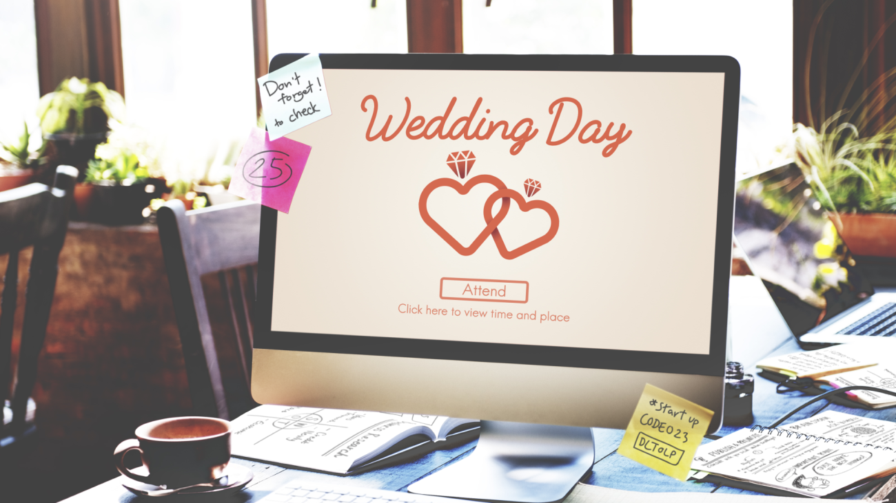 a wedding day ad displaying on computer-screen