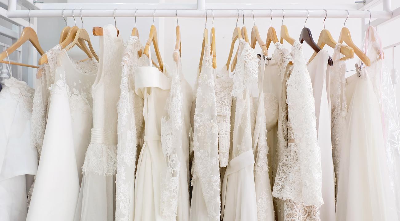 Wedding dresses in a shop
