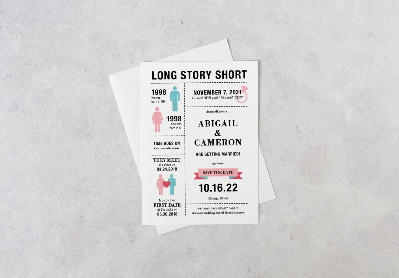 Save the date card and envelope