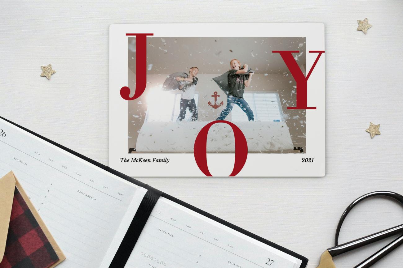 Magnetic Christmas Cards on a desk with planner