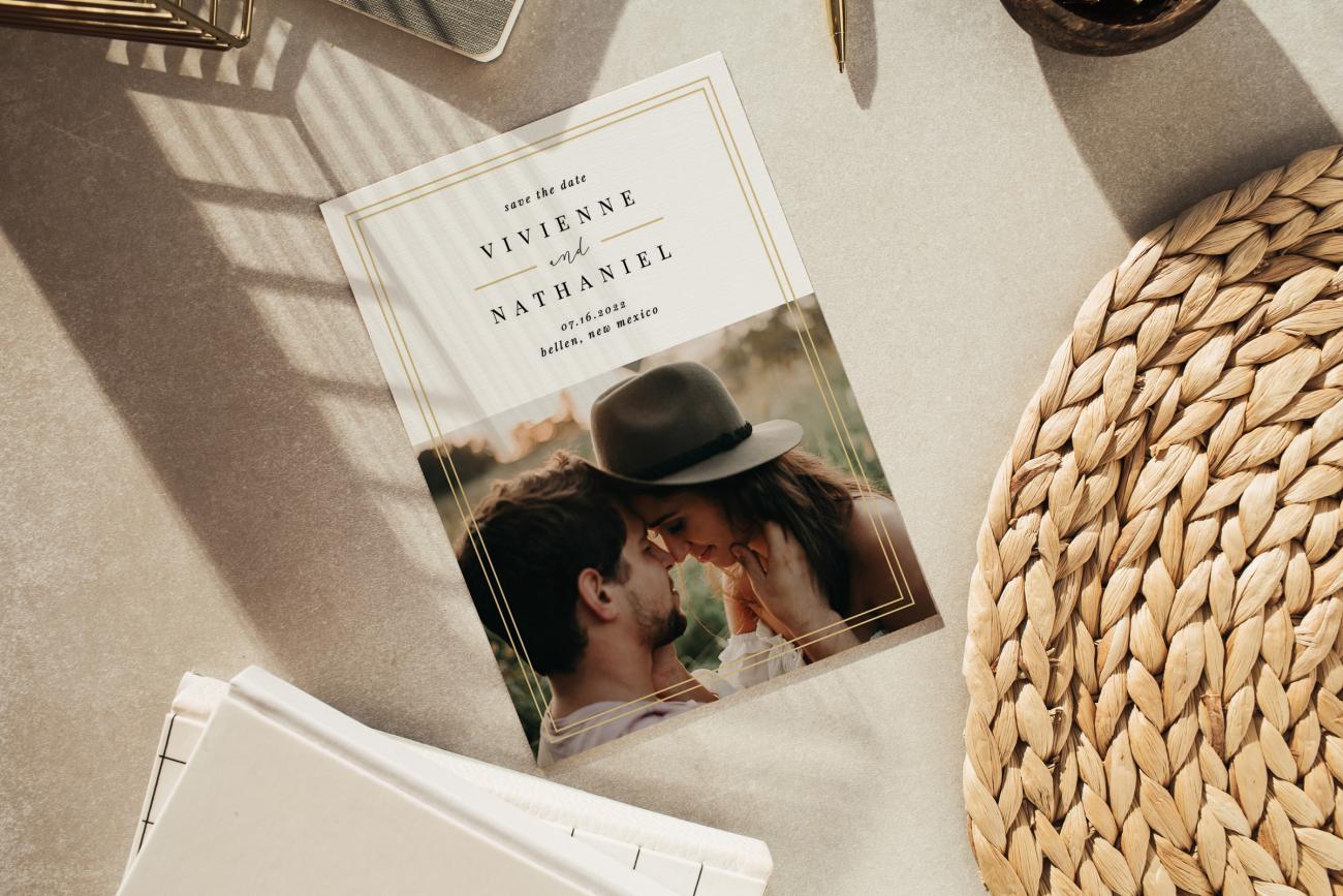 Save the Date details on a desk