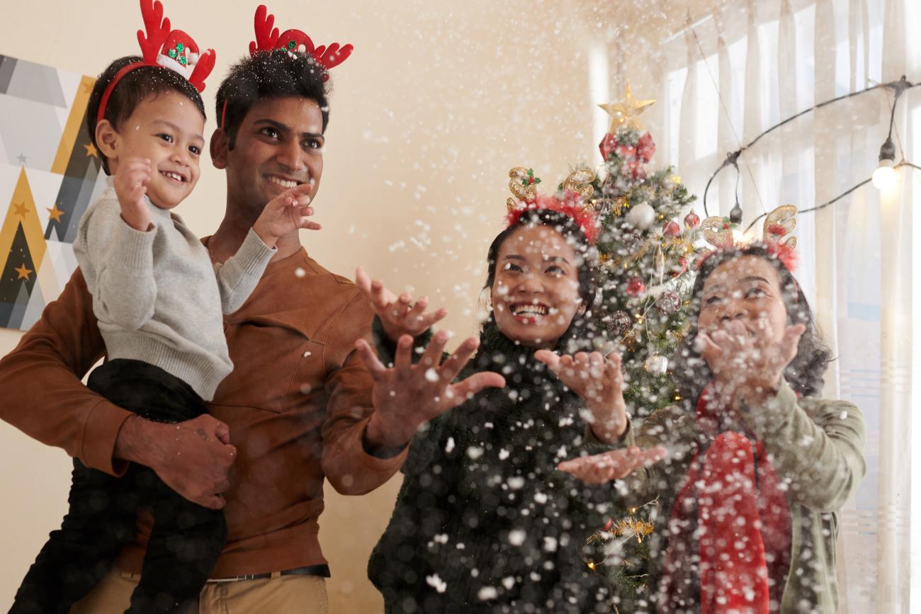 Christmas Card Picture taken with fake snow