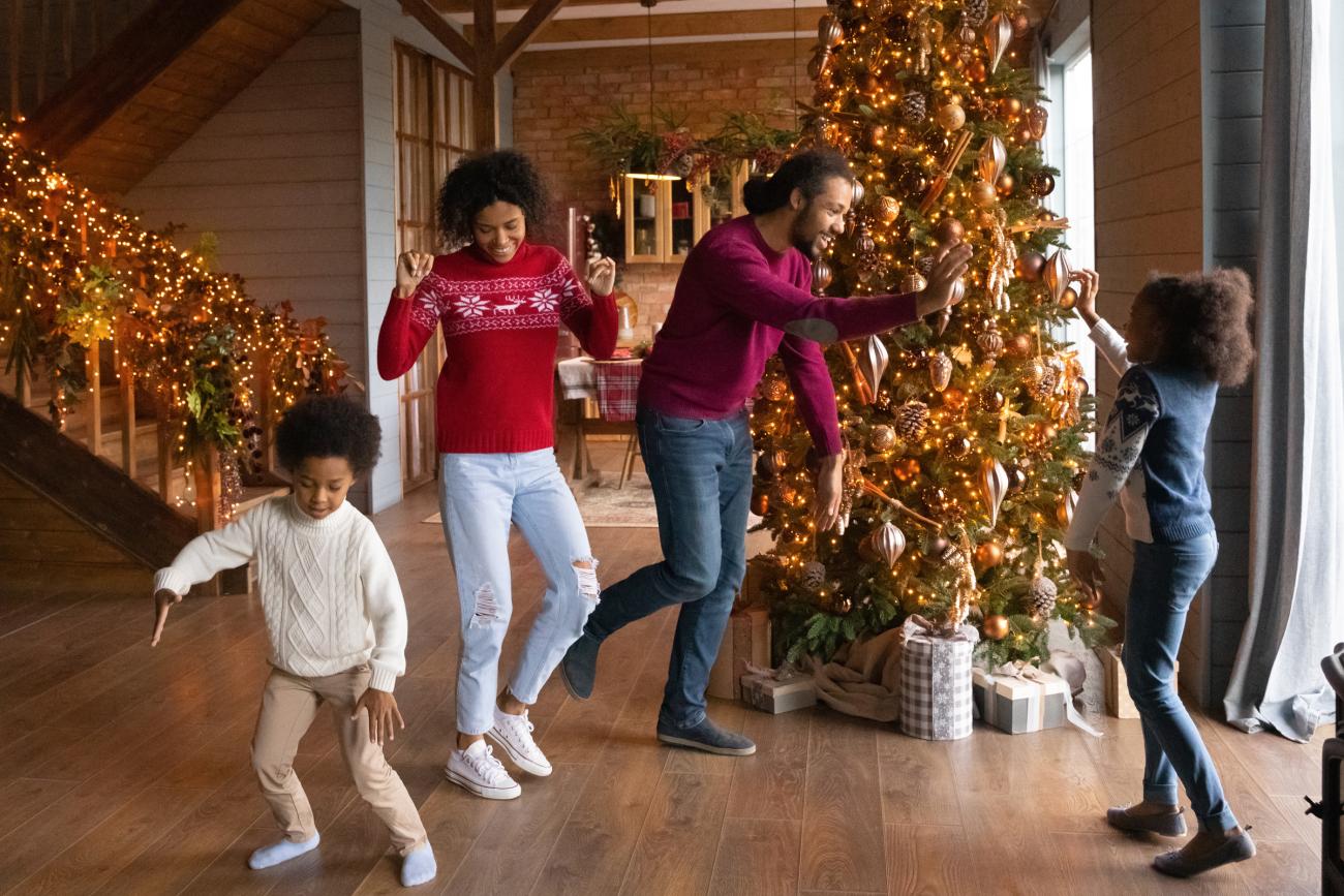Christmas Card Picture of dancing family