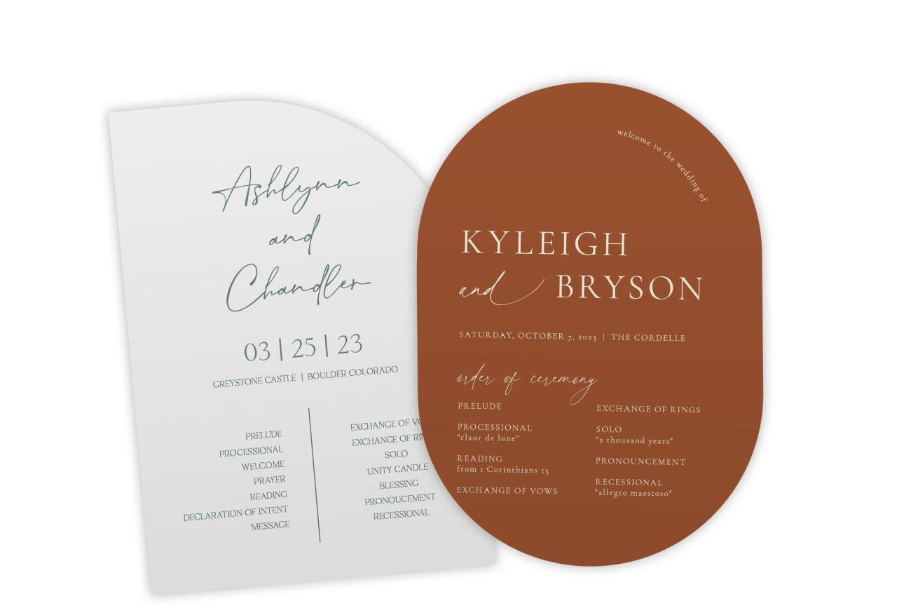 Unique Shapes for wedding programs