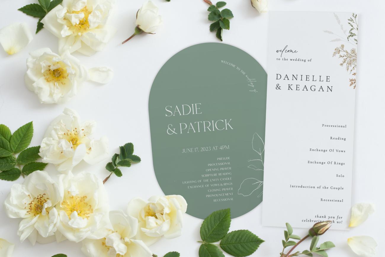 Wedding Program Trends for 2023 soft florals and shapes