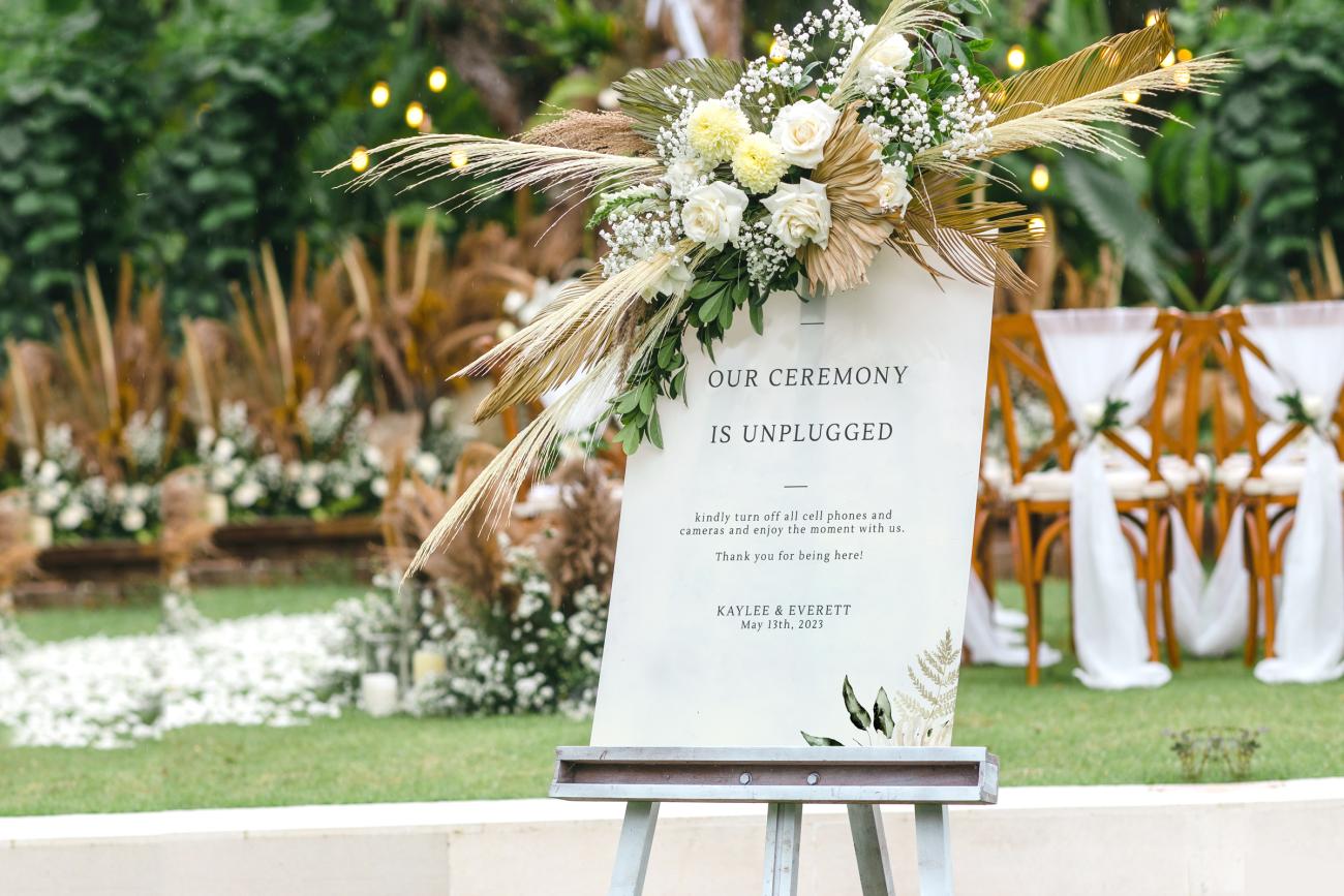 Destination Wedding Sign at a tropical or boho wedding