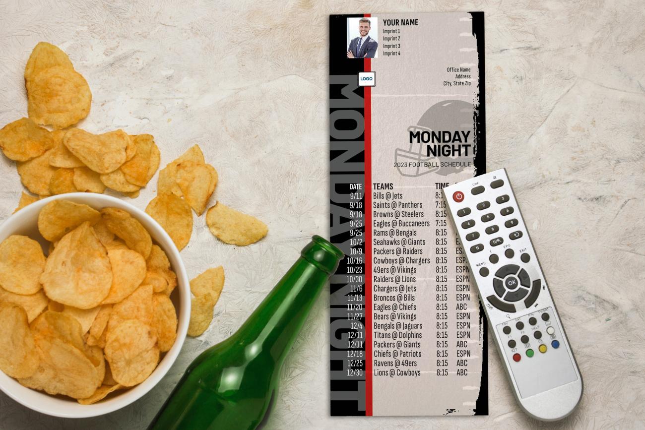 Monday Night Football Schedules with snacks