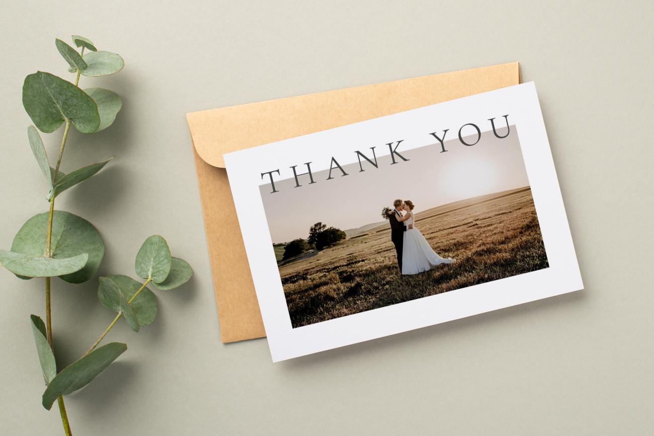 Wedding thank you cards with a serif font