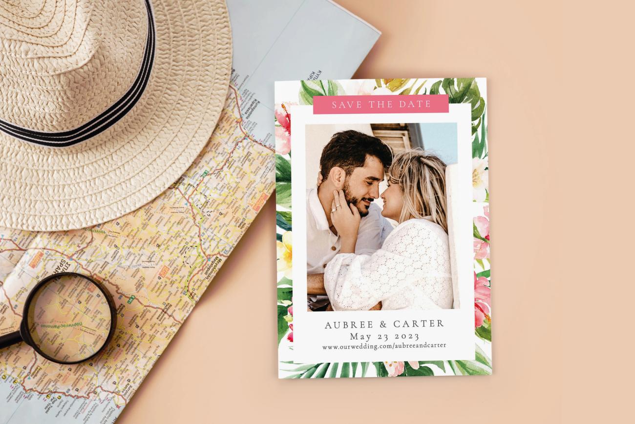 Destination Save the Date with map