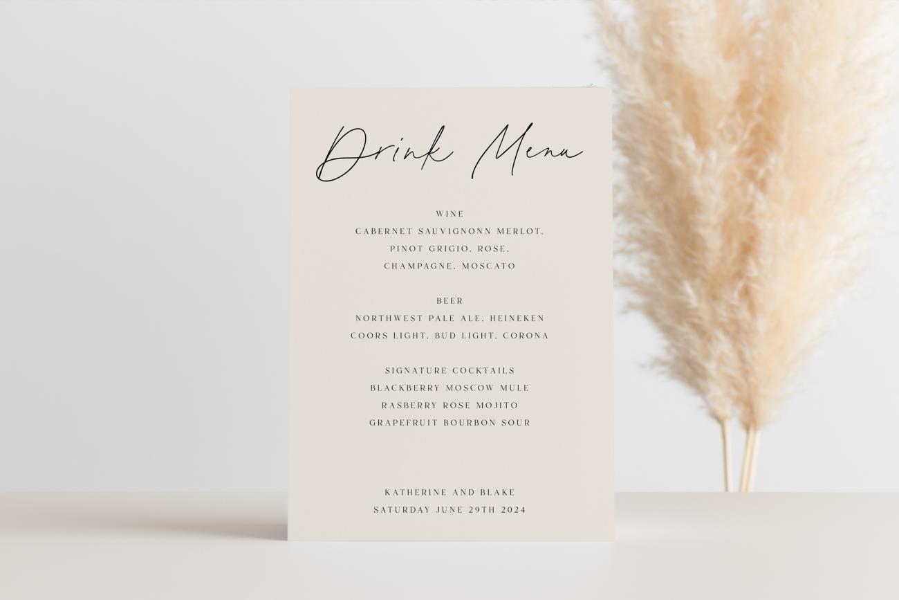Drink Menu Wedding Sign