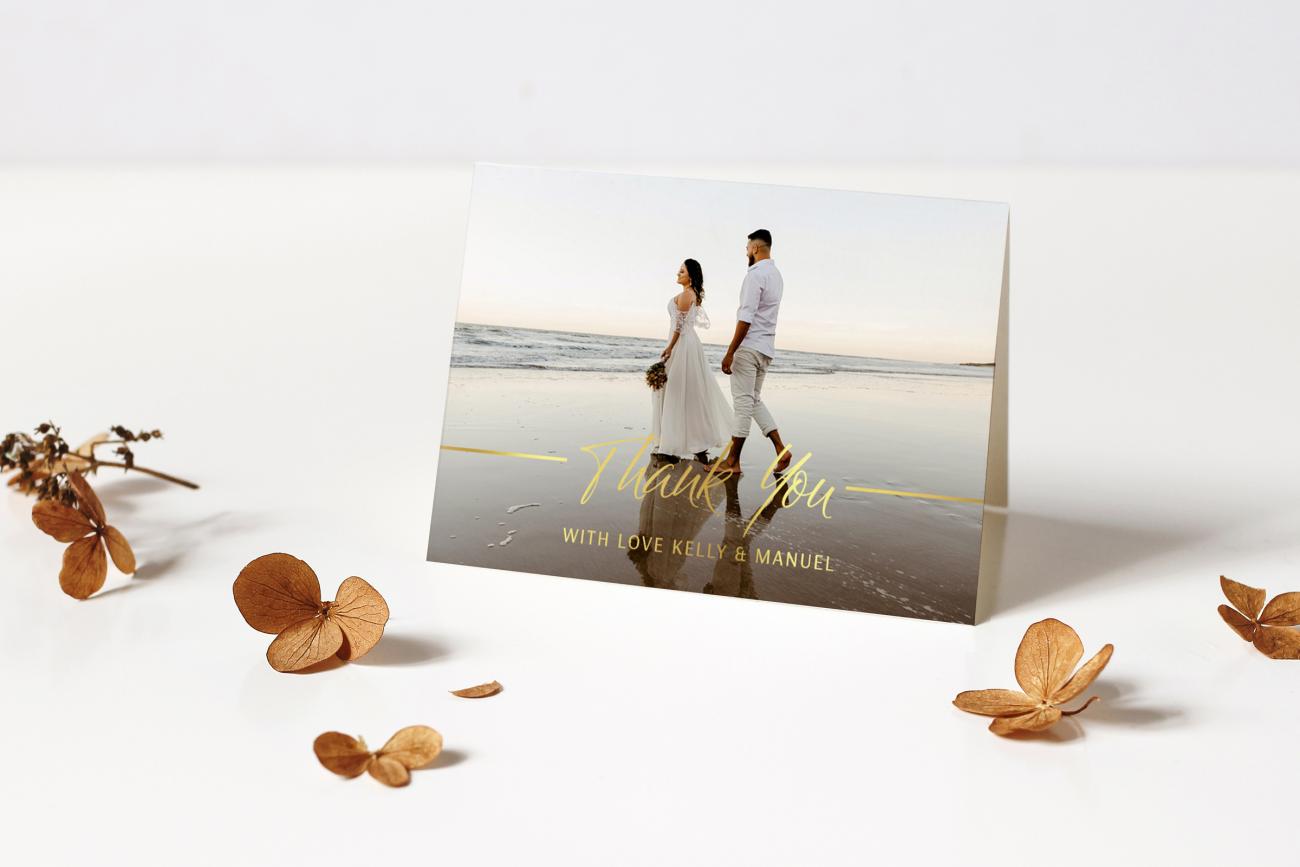 Glam Gold Foil Thank You Cards for wedding