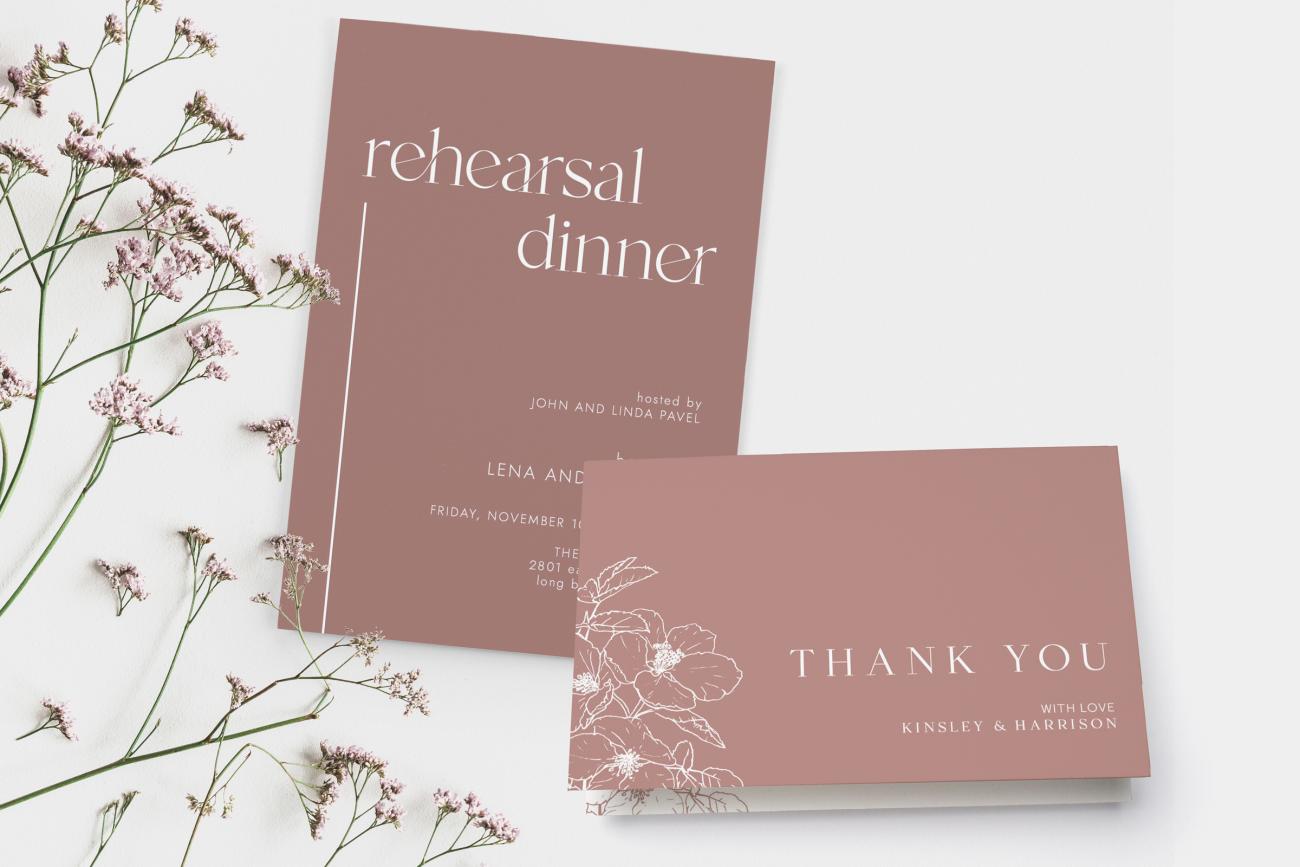 Rehearsal Dinner Invitation and coordinating Thank You Cards