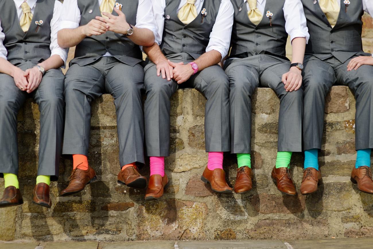 Groomsmen Attire with bright fun socks