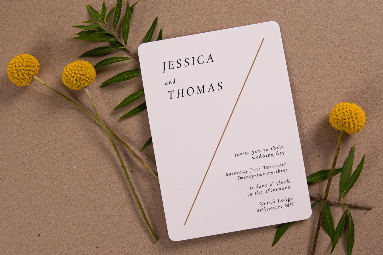 Wedding Invitation with Billy Ball Flowers