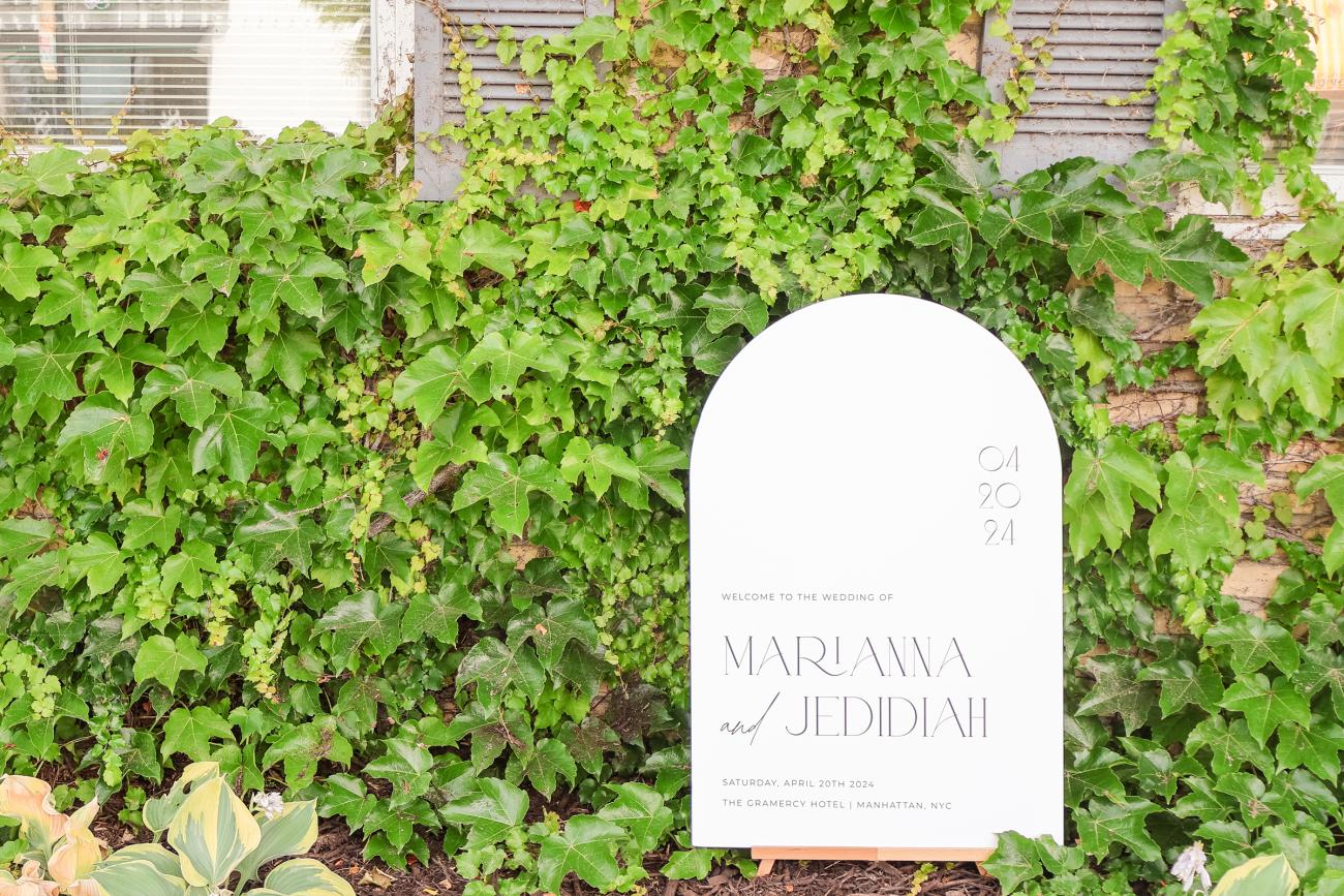 Wedding Sign among the greenery