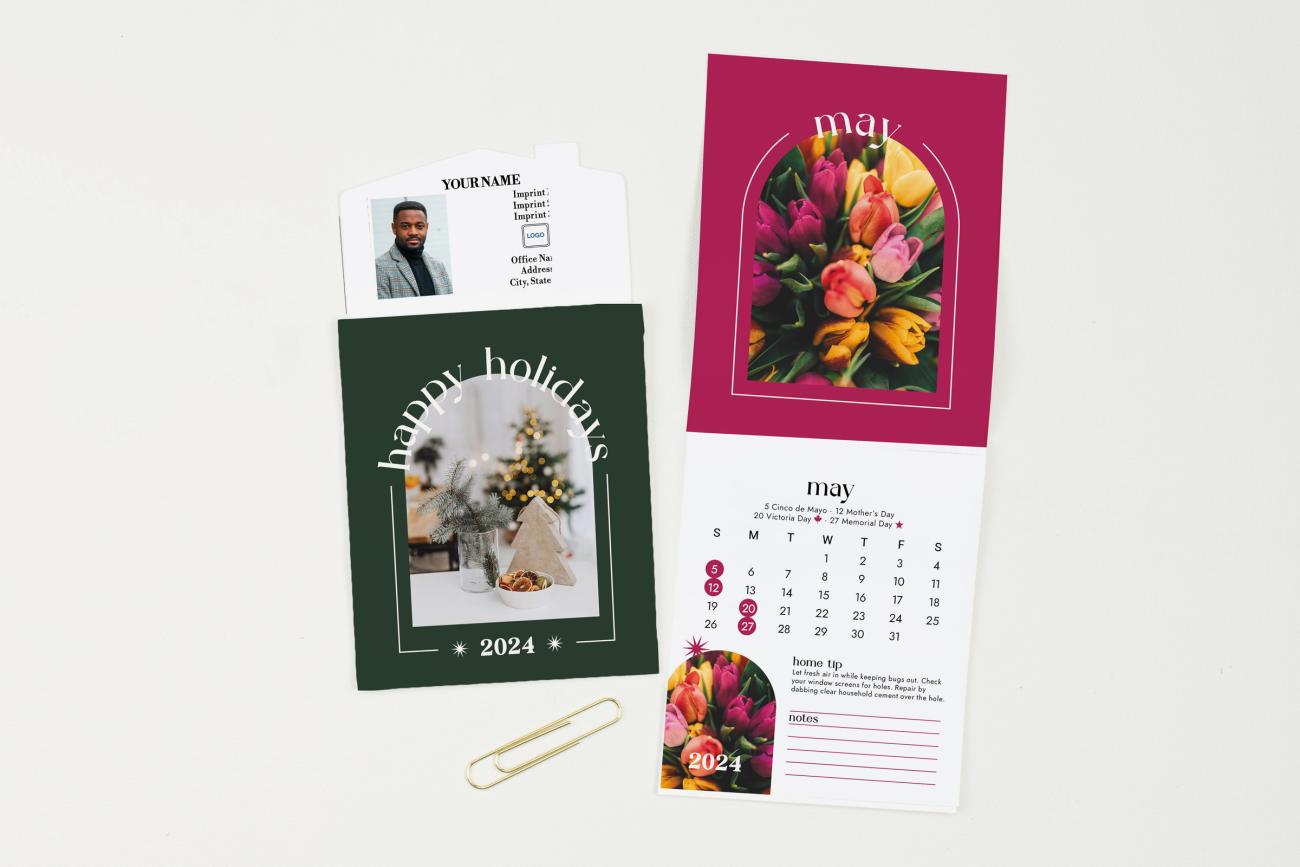 Happy Holidays Tear-Off Calendar with inside shown