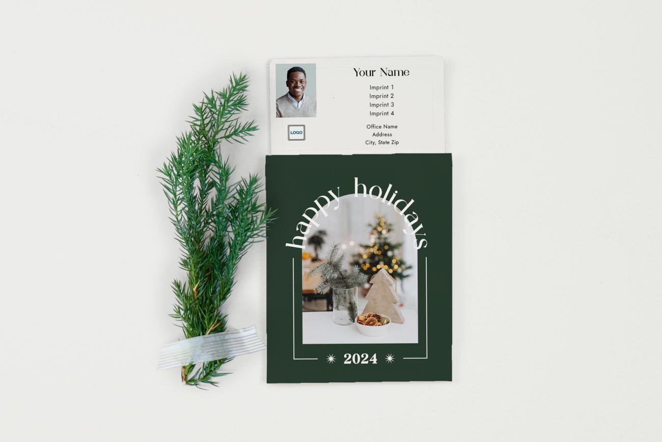 Happy Holidays Tear-Off Calendar with sprig of pine