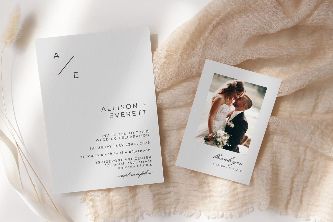 Sans-serif font on a Wedding Invitation and Thank You Card