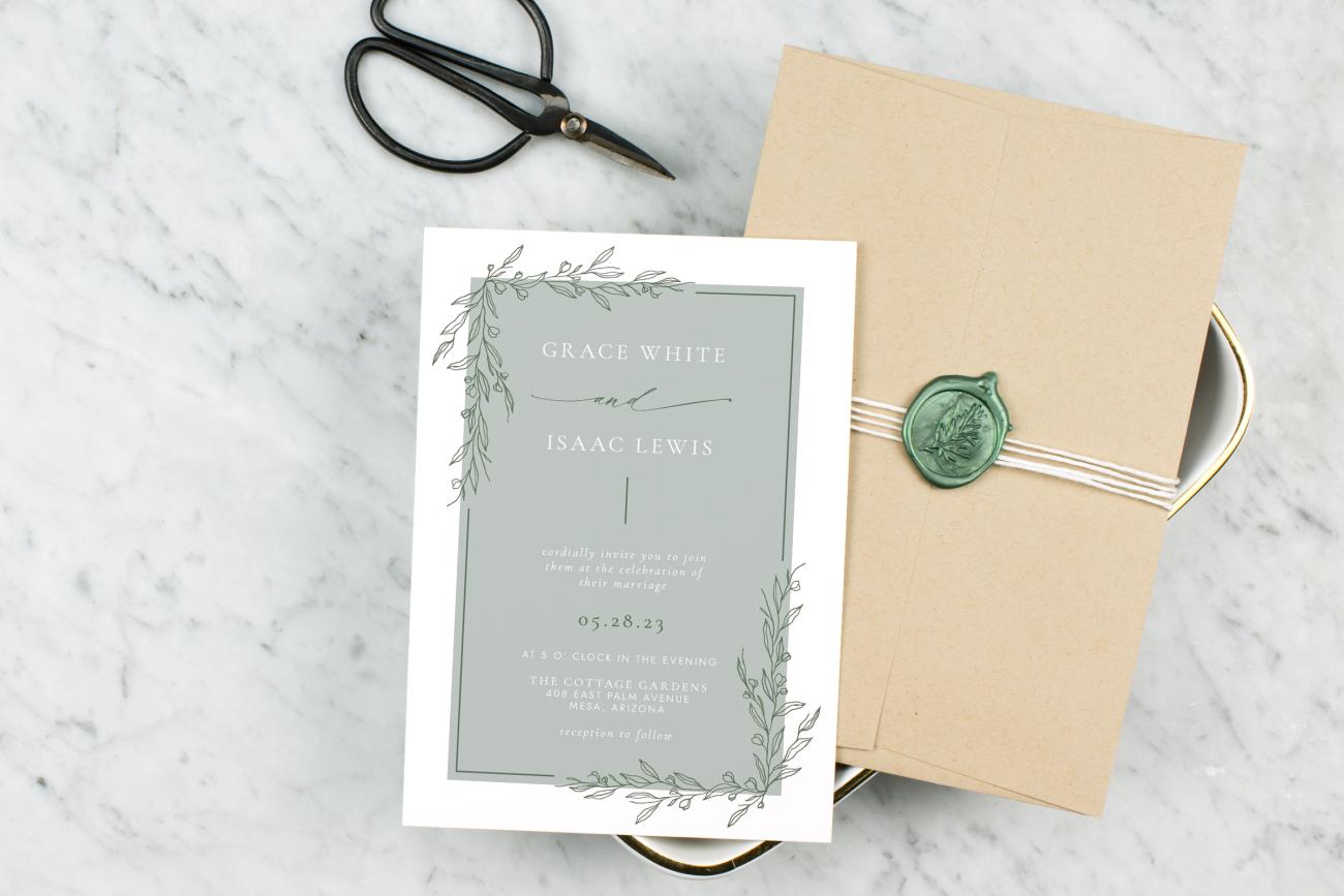 Wedding Invitation with wax seal on envelope
