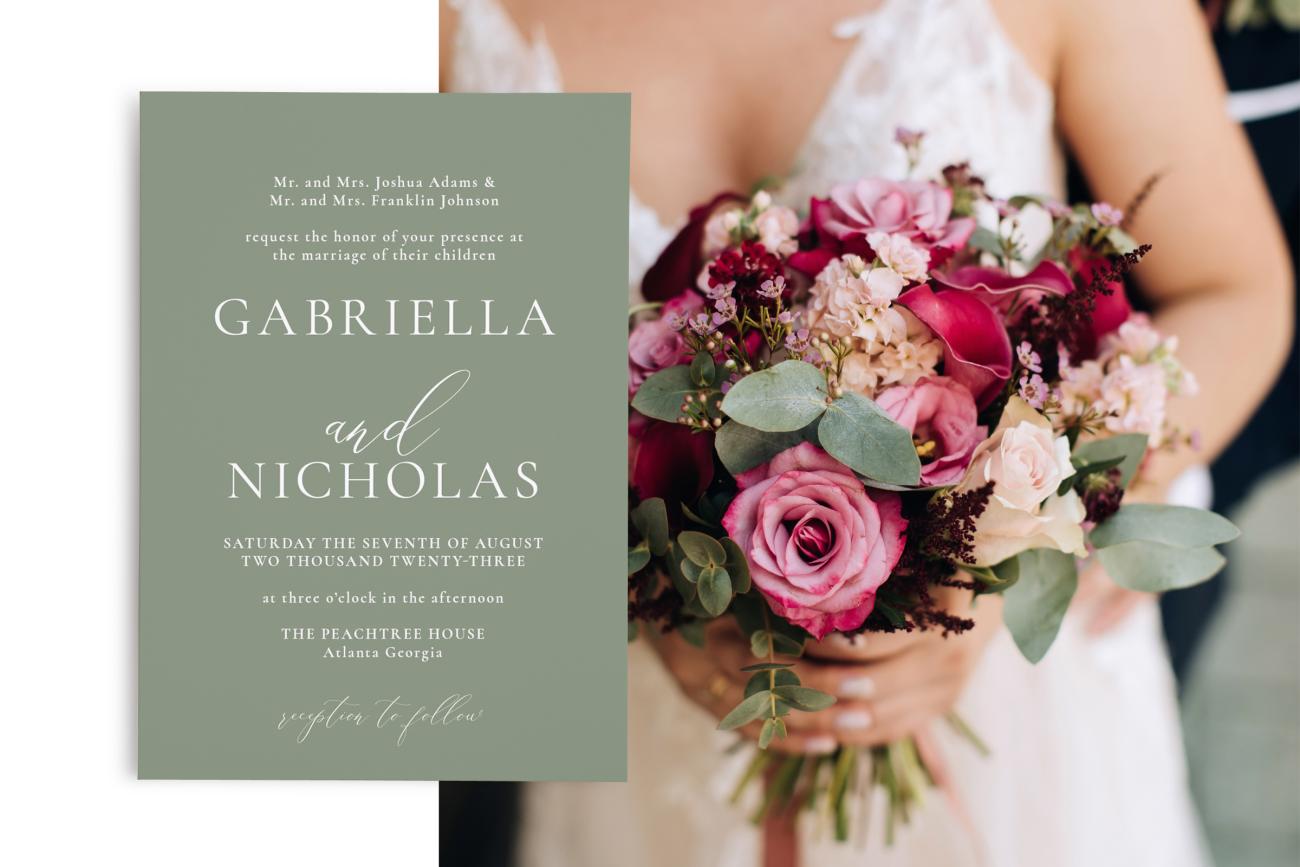 Bouquet and Wedding Invitations - Playful Pairing