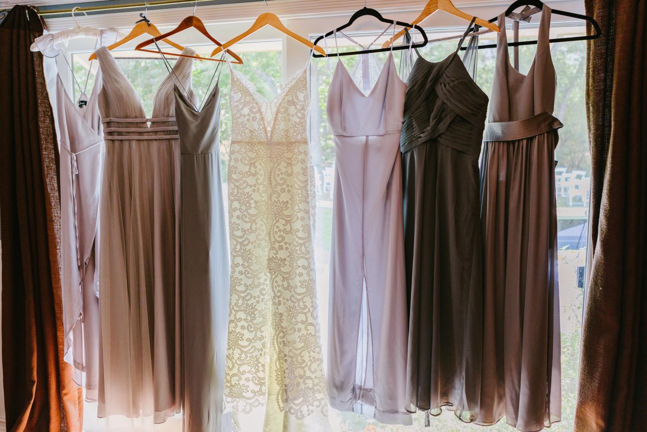 Fall Wedding Bridesmaid dresses in muted tones