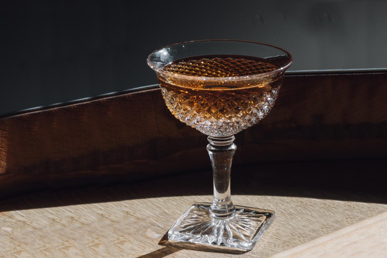Fall Wedding Whisky in a hobnail glass