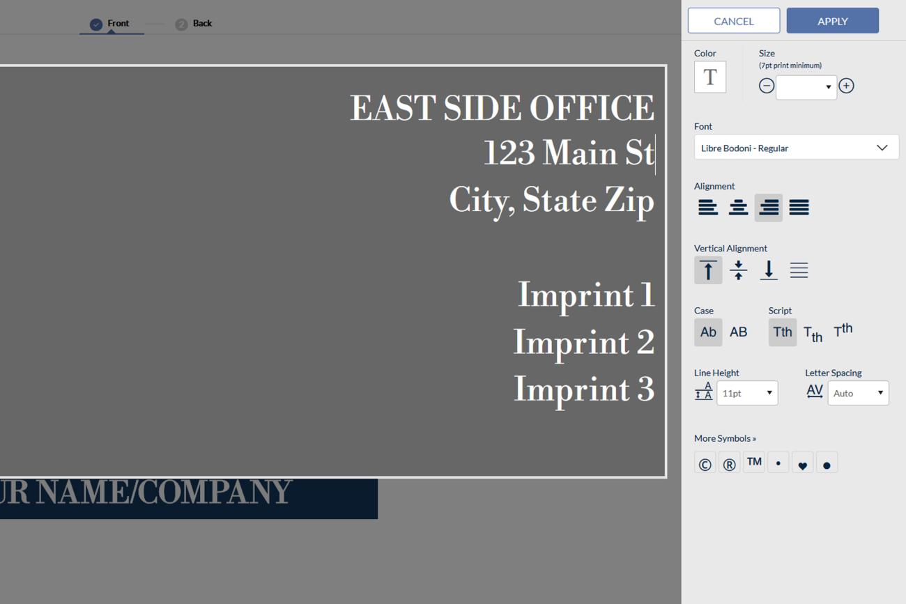 Enter your info into the design