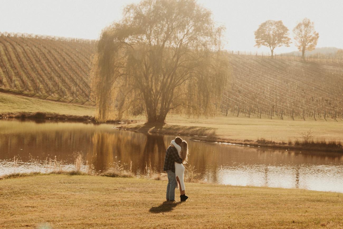 Engagement Photo Poses for Save the Date Romantic Embrace