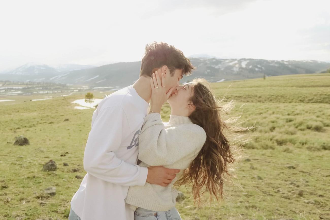 Engagement Photo Poses for Save the Date Sealed with a Kiss
