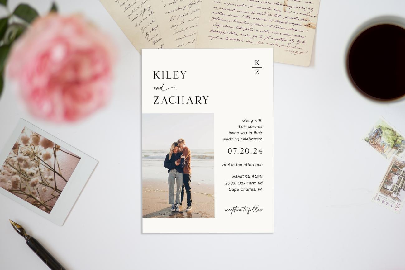 Wedding Invitation with Love Story Photo