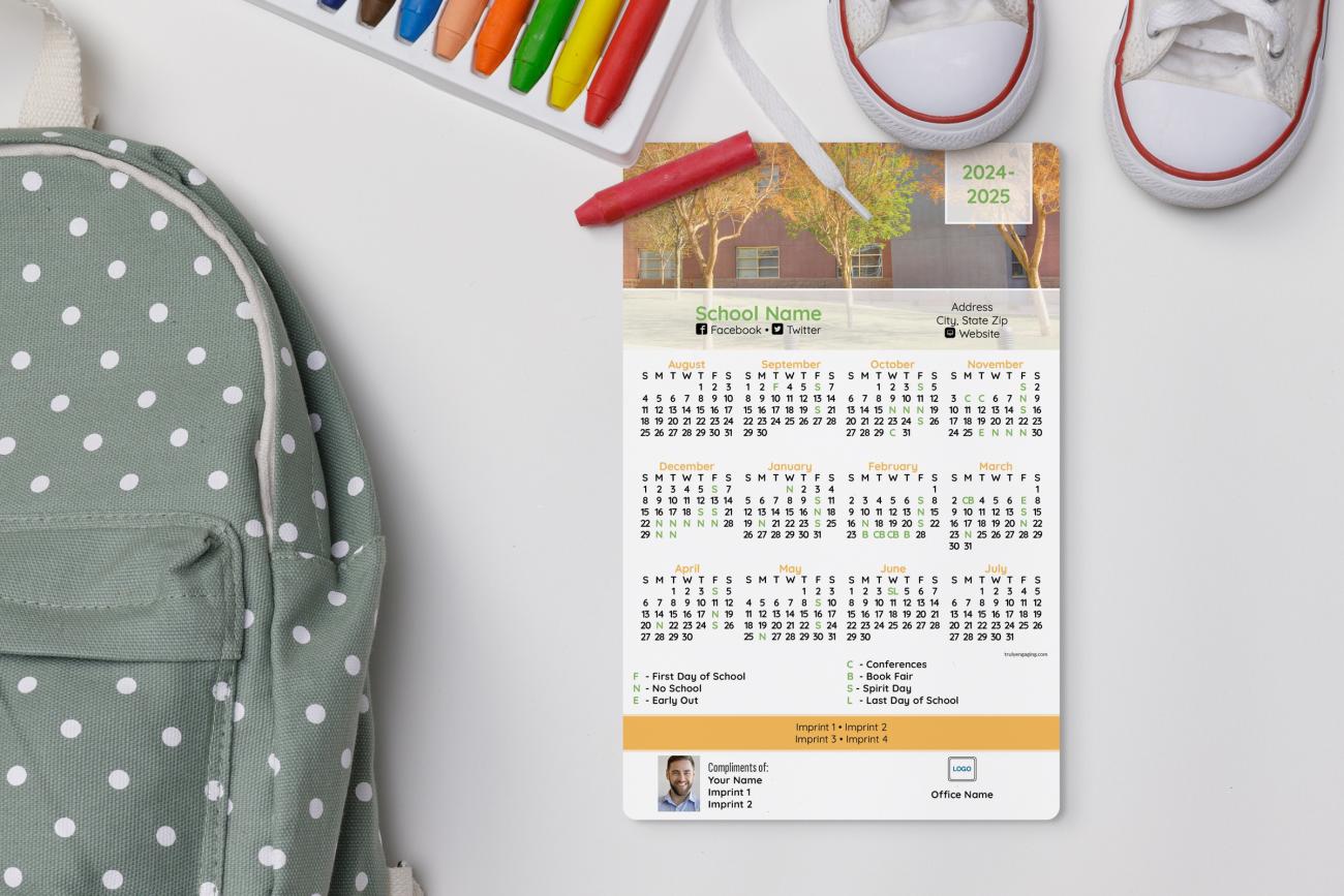 School Calendar with real estate sponsor on a magnet