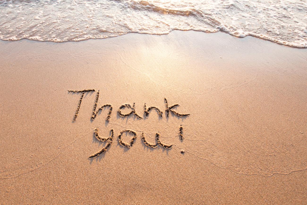 Thank You Photo - Thank You in sand