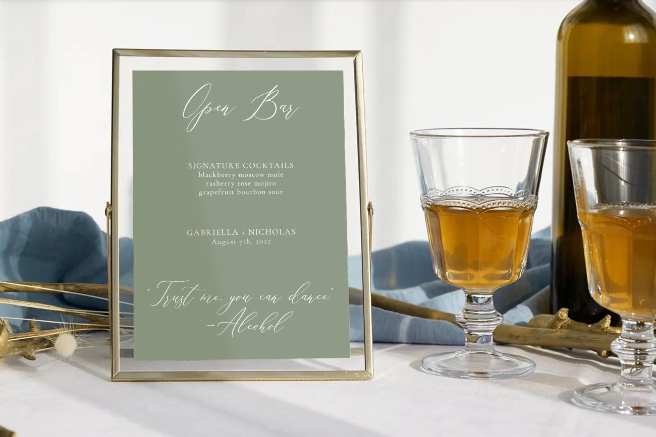 Customize your Wedding Open Bar Sign