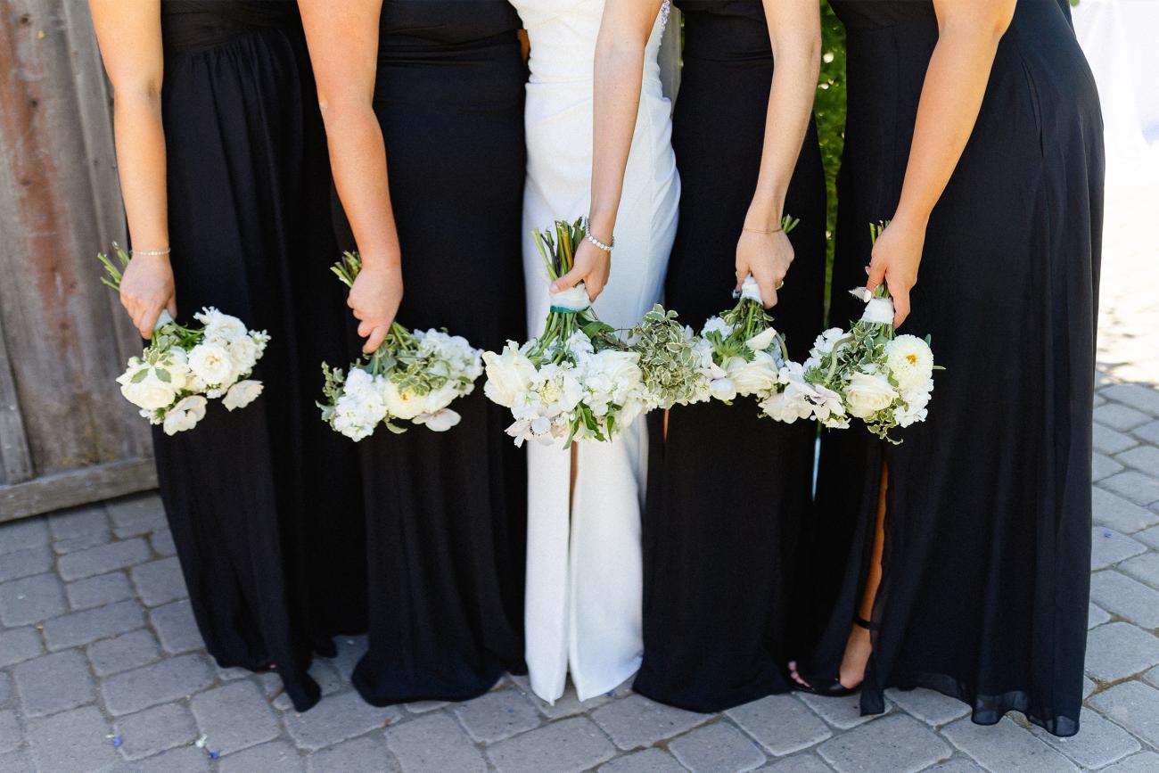 Black and White Wedding Inspiration Bridesmaid Dresses