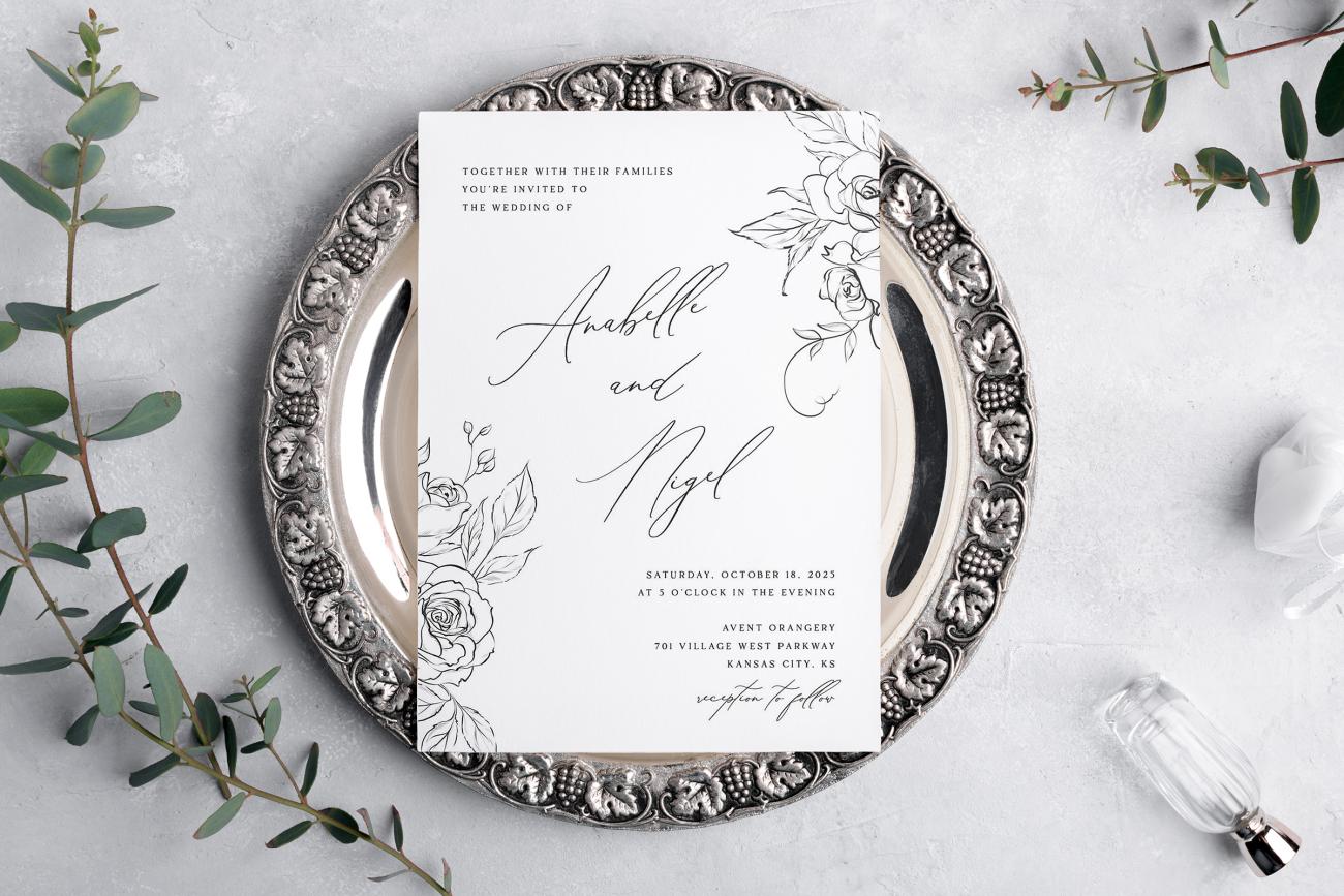 Black and White Wedding Inspiration Wedding Invitation