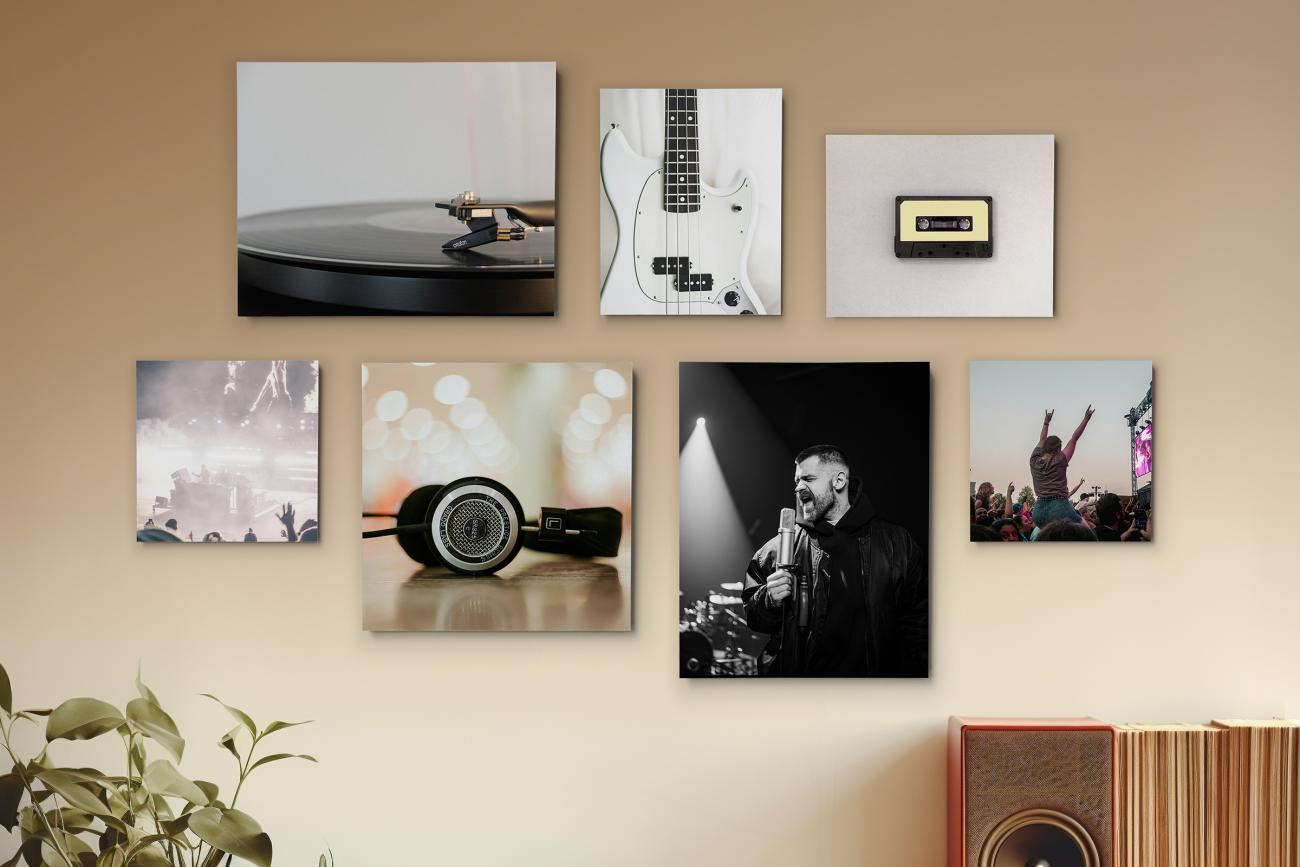 Music Room with Concert Images and Instruments