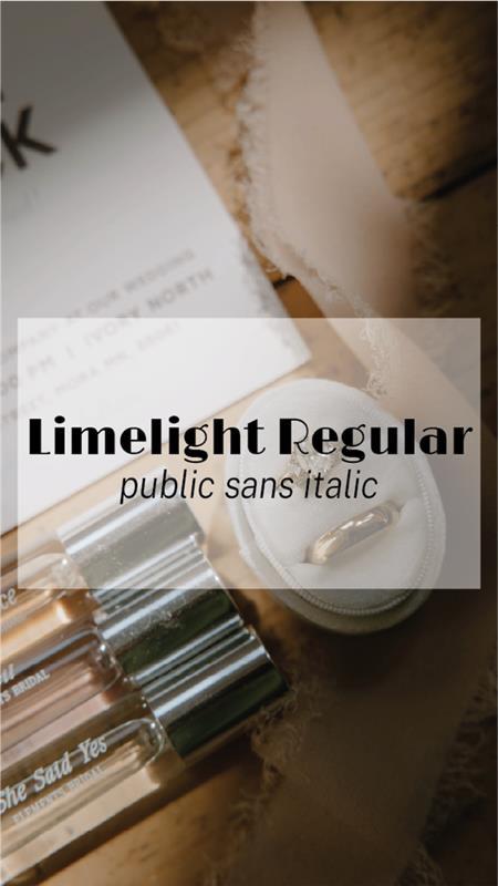 Wedding Font Pairings - Limelight Regular and Public Sans Italic