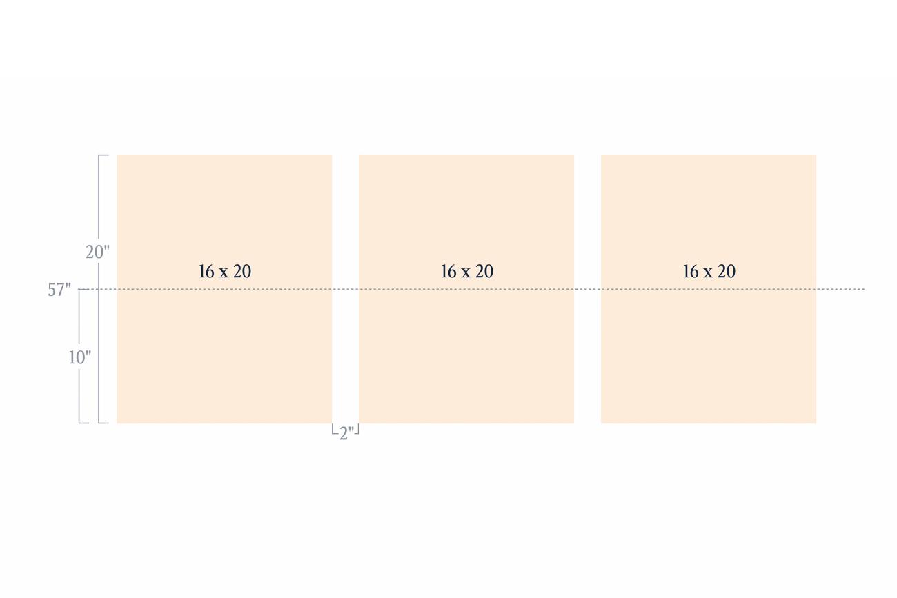 Hang artwork at 57 inches for the midpoint