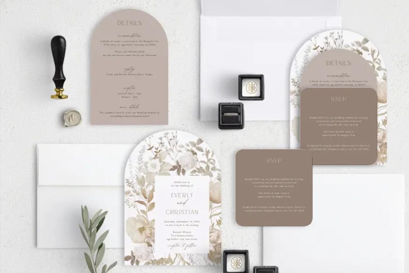 Mocha Mousse Wedding Inspiration Invitation