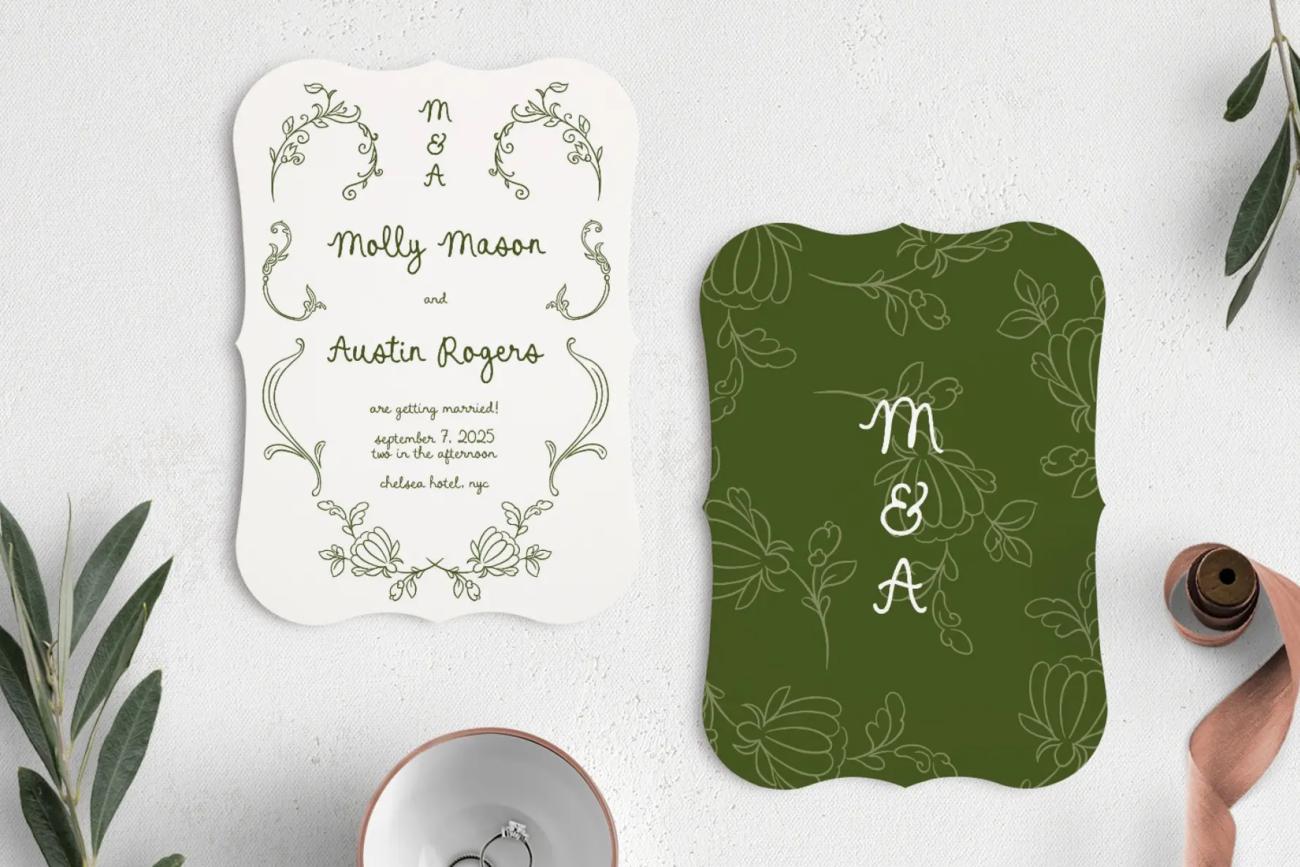 New Wedding Invitations Evergreen Elegance
