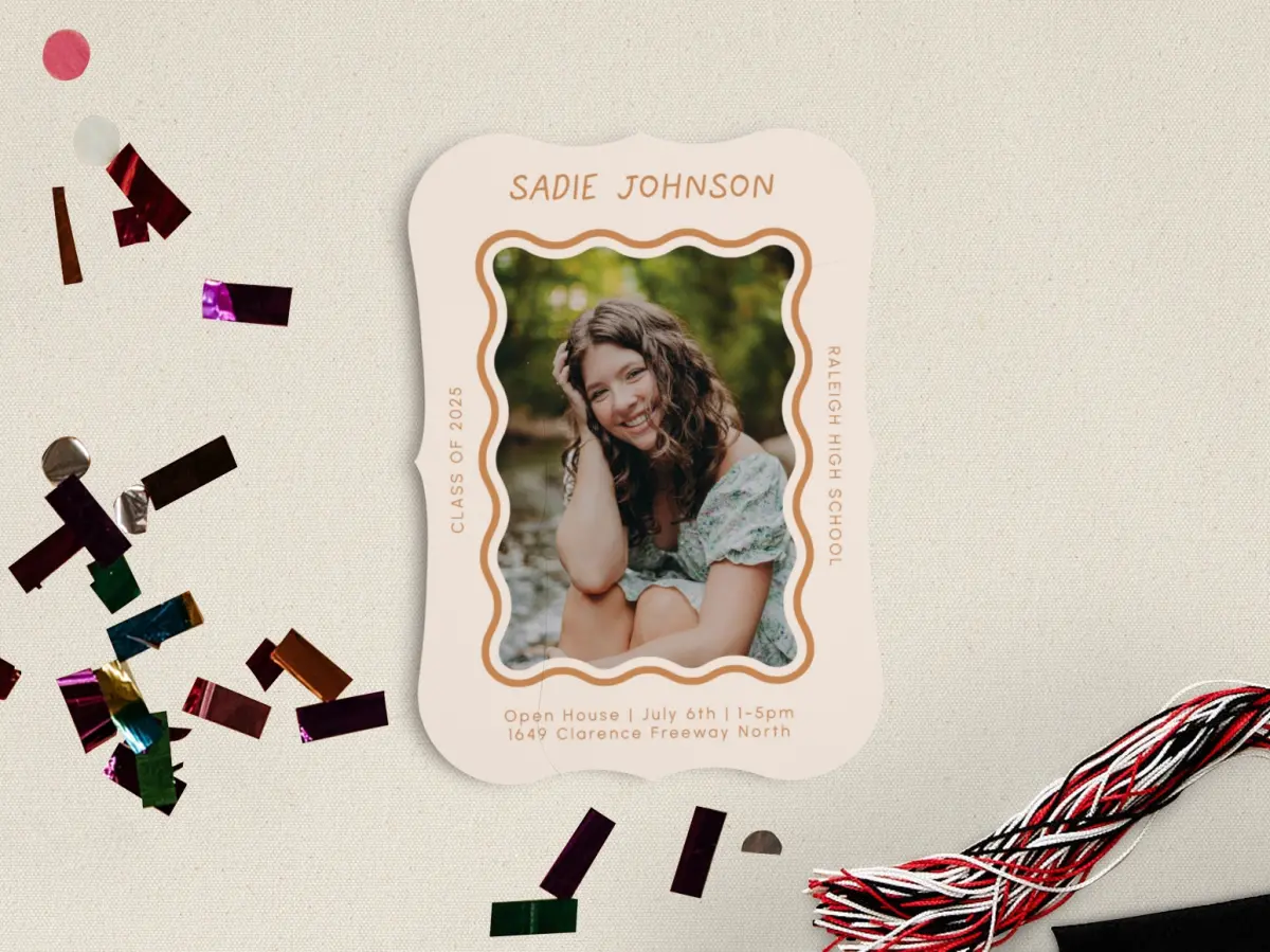 Wavy Frame Fun Graduation Cards