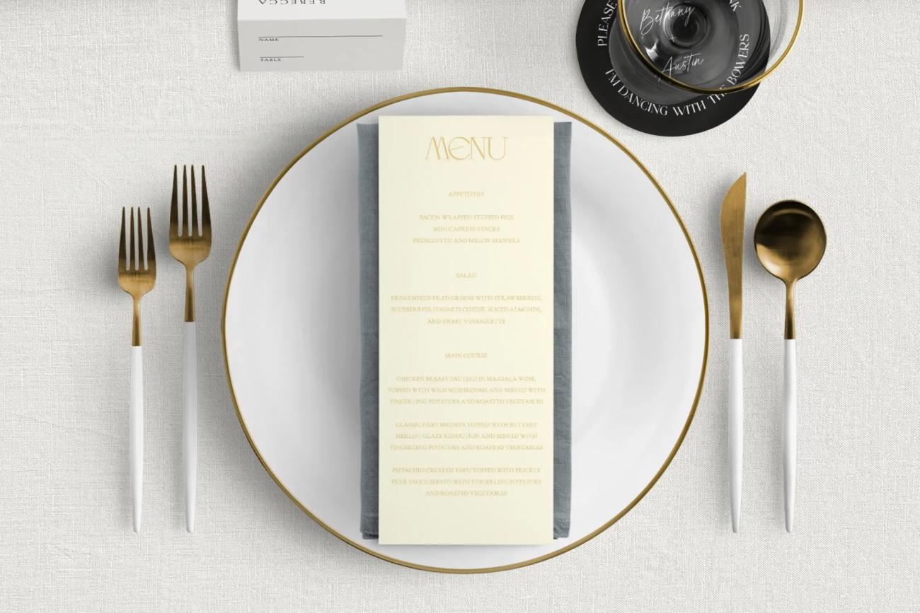 Classy Wedding Menu Cards