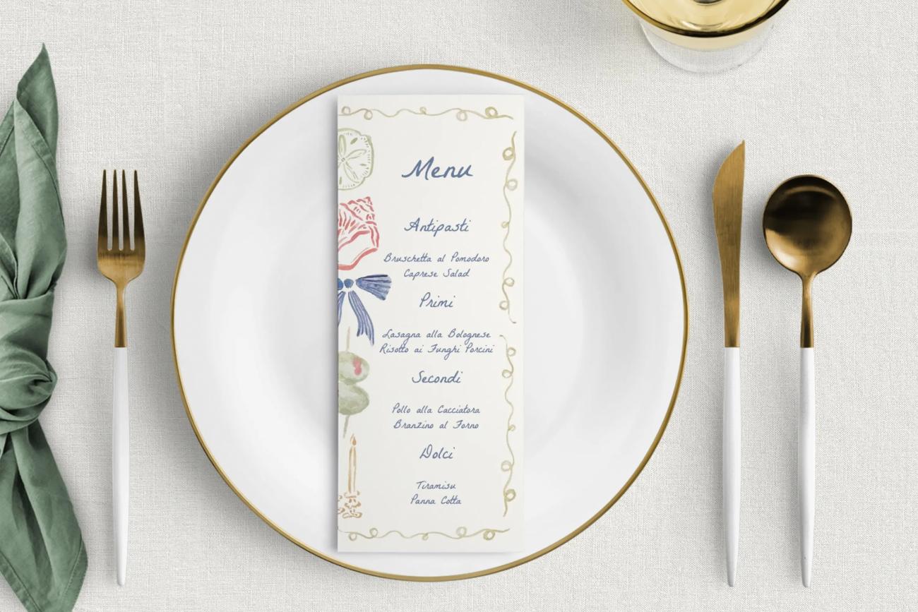 Costal Wedding Menu Cards