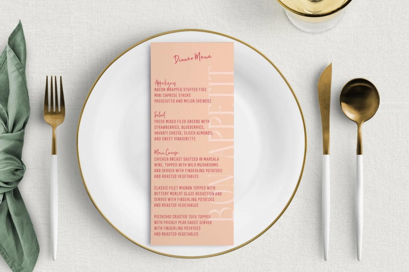 Trendy Wedding Menu Cards