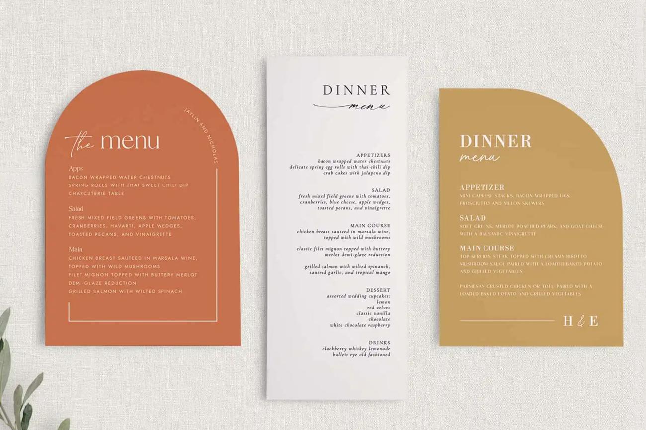 Wedding Menu Cards
