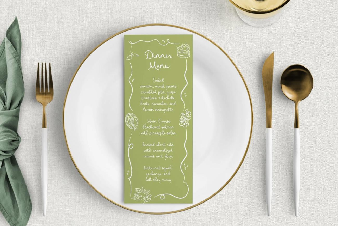 Whimsical Wedding Menu Cards